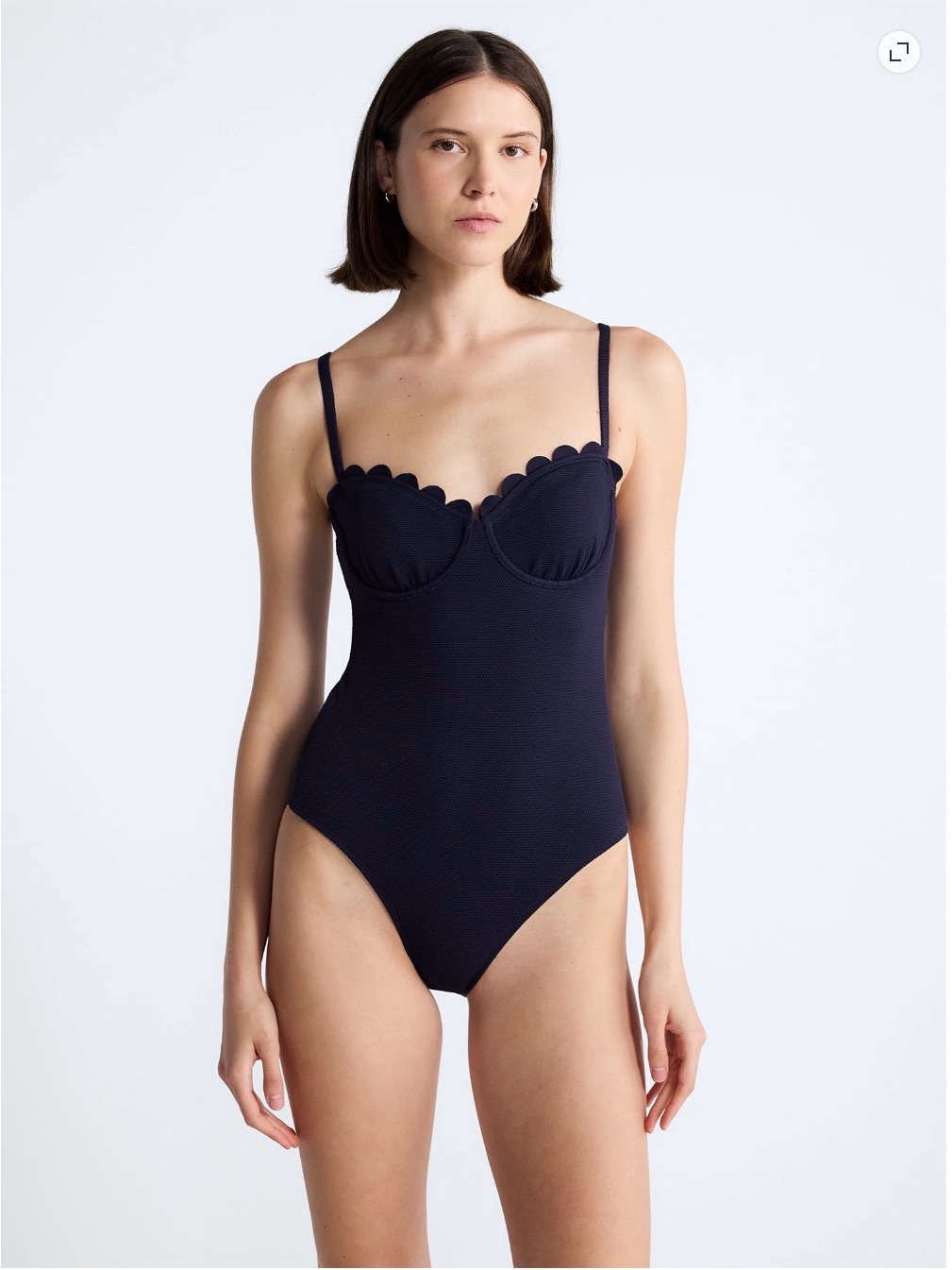 Free Assembly Women’s Navy Scalloped Balconette Underwire Swimsuit